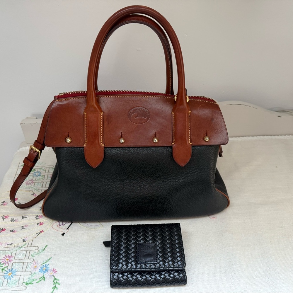 Dooney & Bourke Black and Brown Leather Satchel Wilson